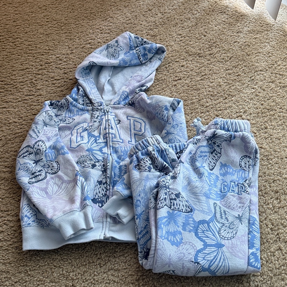 GAP Light Blue and White Butterfly Hoodie Set